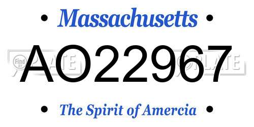AO22967 Massachusetts License Plate