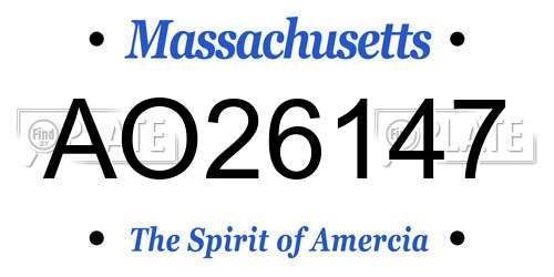 AO26147 Massachusetts License Plate