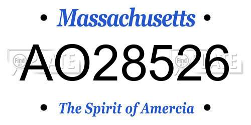 AO28526 Massachusetts License Plate