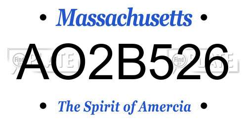 AO2B526 Massachusetts License Plate