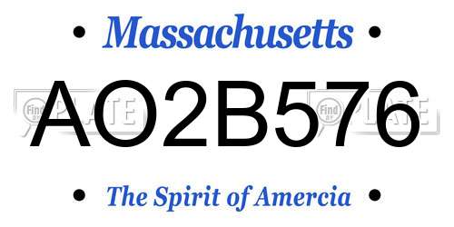 AO2B576 Massachusetts License Plate