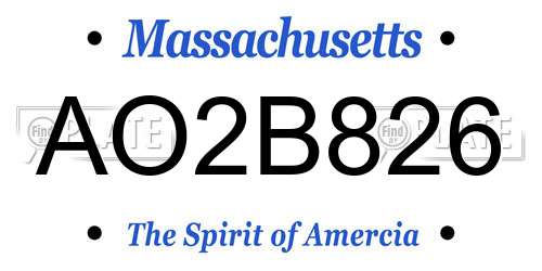 AO2B826 Massachusetts License Plate