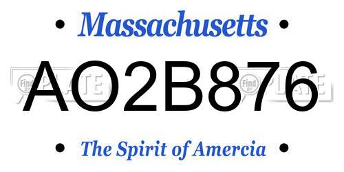 AO2B876 Massachusetts License Plate