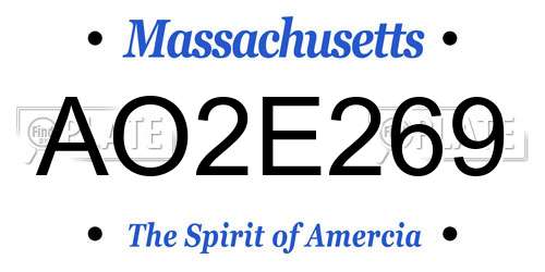 AO2E269 Massachusetts License Plate