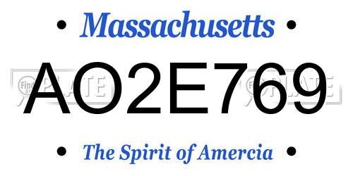 AO2E769 Massachusetts License Plate