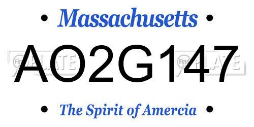 AO2G147 Massachusetts License Plate