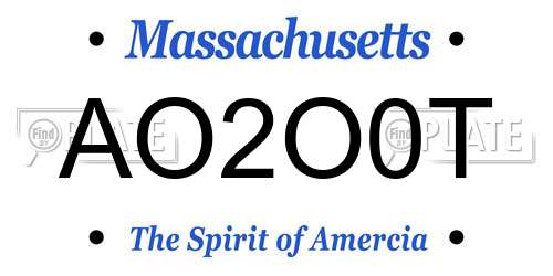 AO2O0T Massachusetts License Plate