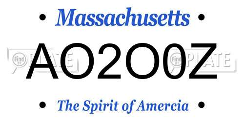 AO2O0Z Massachusetts License Plate