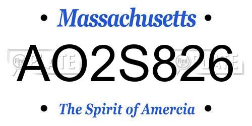 AO2S826 Massachusetts License Plate