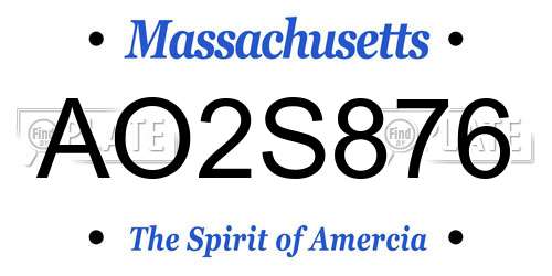 AO2S876 Massachusetts License Plate