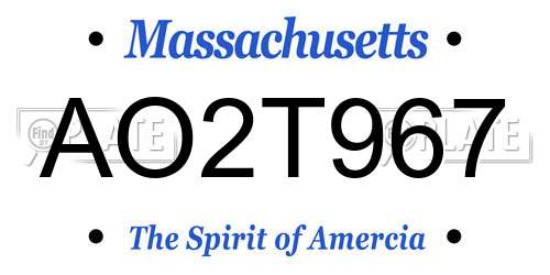 AO2T967 Massachusetts License Plate