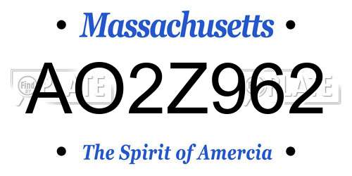 AO2Z962 Massachusetts License Plate