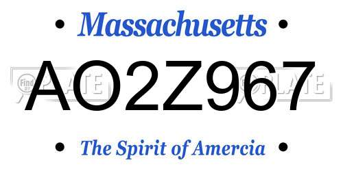 AO2Z967 Massachusetts License Plate