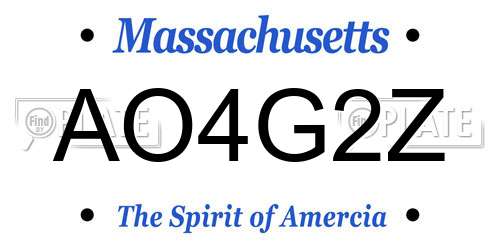 AO4G2Z Massachusetts License Plate