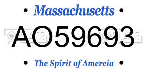 AO59693 Massachusetts License Plate