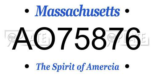 AO75876 Massachusetts License Plate