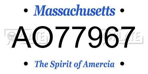 AO77967 Massachusetts License Plate