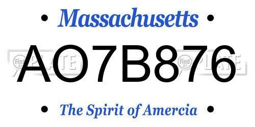 AO7B876 Massachusetts License Plate