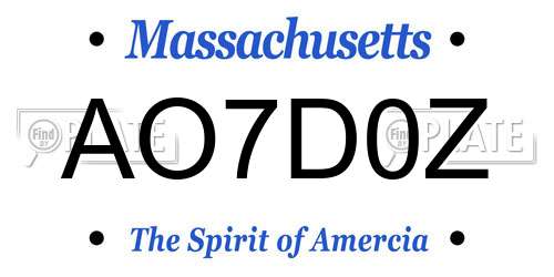AO7D0Z Massachusetts License Plate