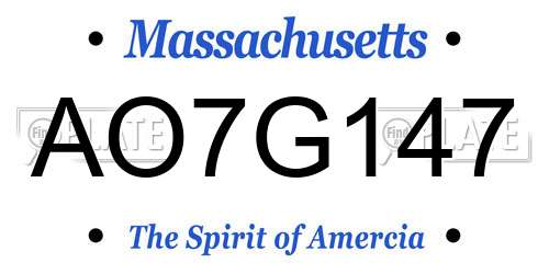 AO7G147 Massachusetts License Plate