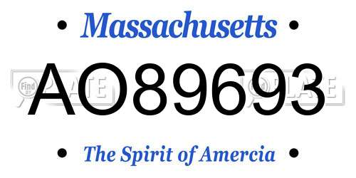 AO89693 Massachusetts License Plate