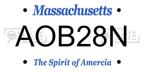 AOB28N Massachusetts License Plate