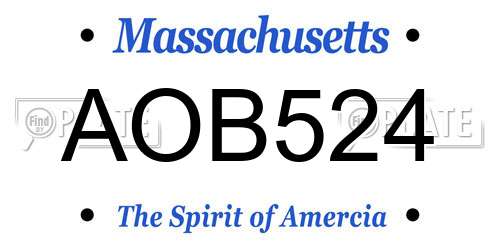 AOB524 Massachusetts License Plate