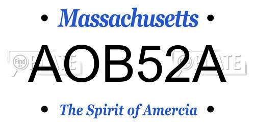 AOB52A Massachusetts License Plate