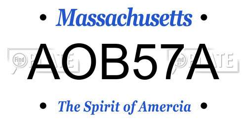AOB57A Massachusetts License Plate
