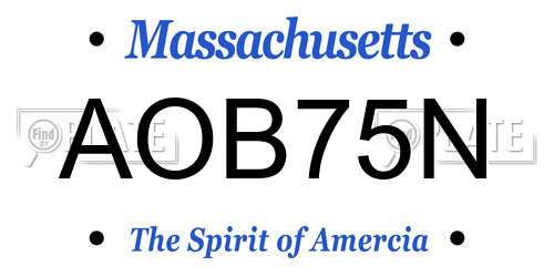AOB75N Massachusetts License Plate