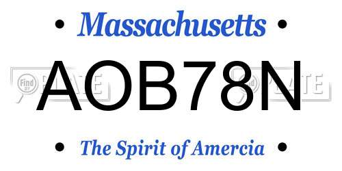 AOB78N Massachusetts License Plate
