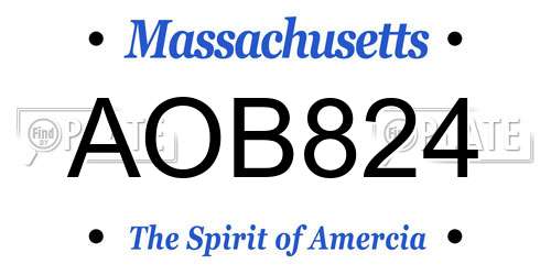 AOB824 Massachusetts License Plate