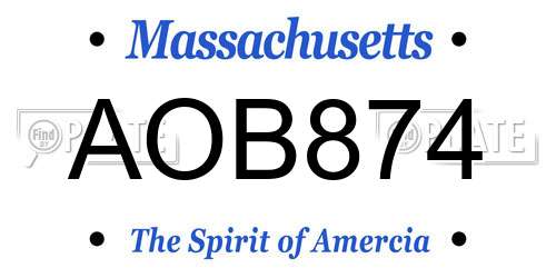 AOB874 Massachusetts License Plate
