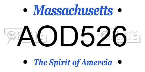 AOD526 Massachusetts License Plate