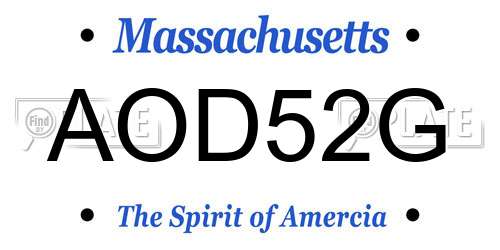 AOD52G Massachusetts License Plate