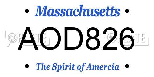 AOD826 Massachusetts License Plate