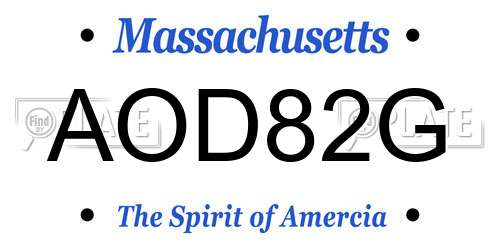 AOD82G Massachusetts License Plate