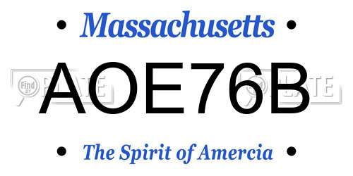 AOE76B Massachusetts License Plate