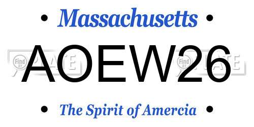AOEW26 Massachusetts License Plate