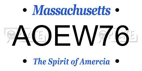 AOEW76 Massachusetts License Plate