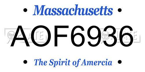 AOF6936 Massachusetts License Plate