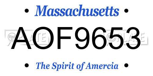 AOF9653 Massachusetts License Plate
