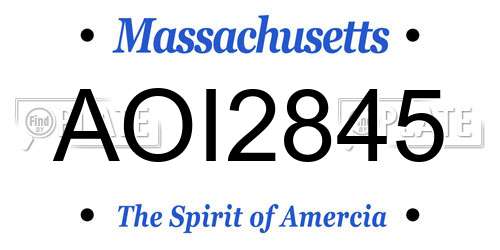 AOI2845 Massachusetts License Plate