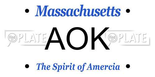 AOK Massachusetts License Plate