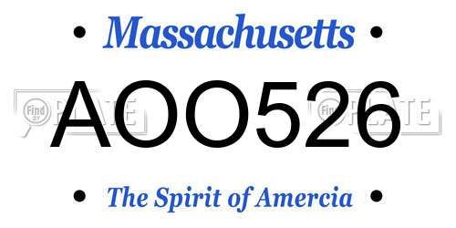 AOO526 Massachusetts License Plate