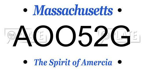 AOO52G Massachusetts License Plate