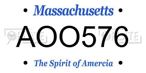 AOO576 Massachusetts License Plate