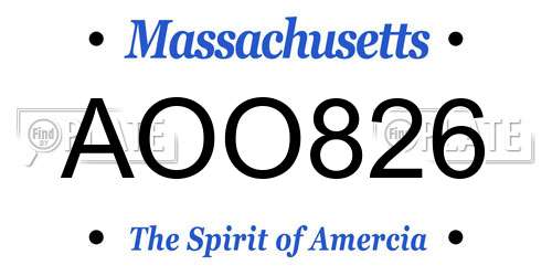AOO826 Massachusetts License Plate