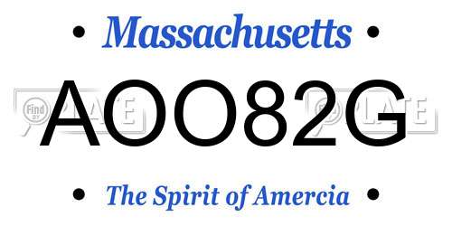 AOO82G Massachusetts License Plate
