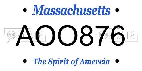 AOO876 Massachusetts License Plate